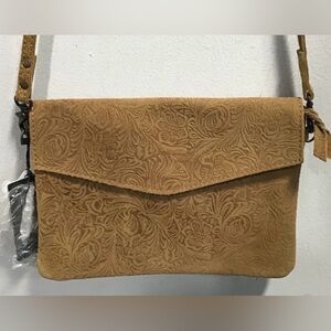 NEW American Darling Cowhide Tooled Flap Envelope Crossbody